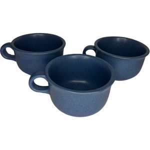 Set Of 3 Dansk Mesa Blue Coffee Tea Cup Mugs 4" Portugal Danish Modern